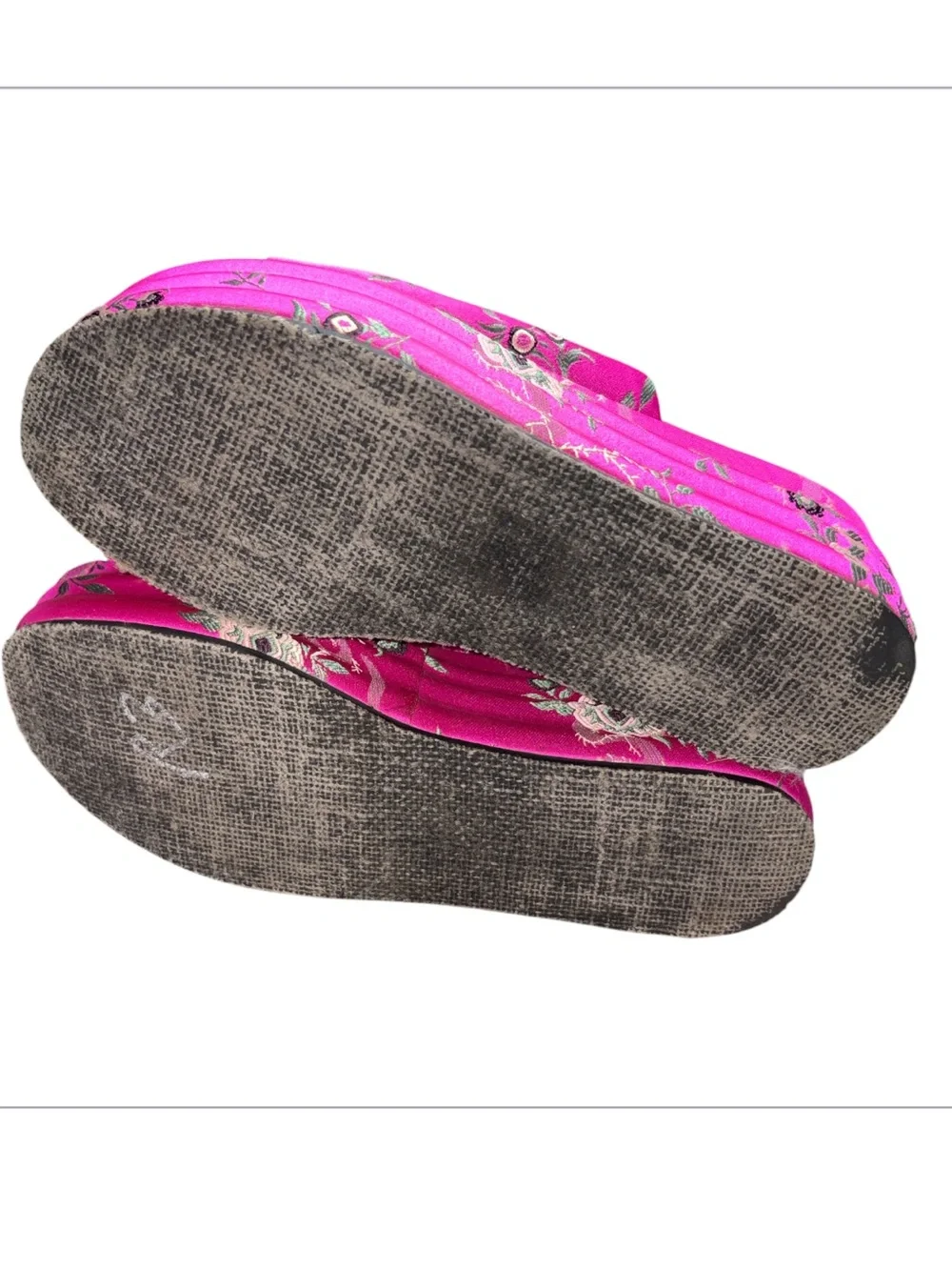 Free People Harbor Brocade fuchsia oriental platform sandals 37 7